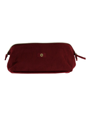 Trousse de make-up en velours côtelé Rouge