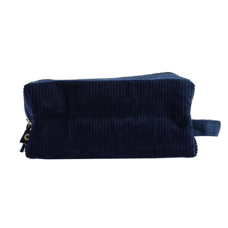Trousse velours côtelé rectangulaire avec poignée Bleue Trousse velours côtelé rectangulaire avec poignée Bleue