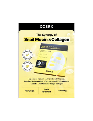 Masque hydrogel Advanced Snail Mucin Glass Glow - hydratation, éclat, apaisement