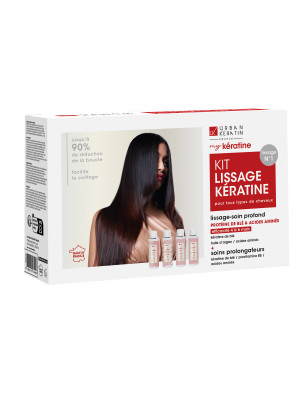 Kit lissage kératine - réduction de volume, brillance, réparation